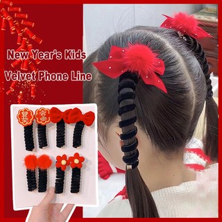Flocking kẹp tóc hình nơ đỏ đen phong cách trung hoa cho nữ