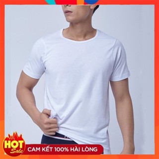 Áo lót nam có tay cotton Mỏng trắng hàng, áo phông trơn trắng cổ tròn mặc ngủ đông xuân nam MO1