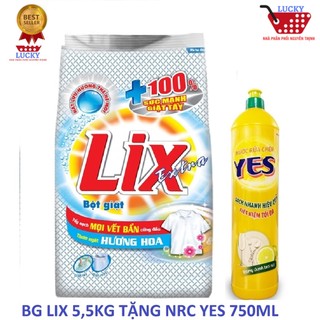 Bột giặt LIX extra Hương Hoa 5,5kg Tặng NRC Yes 750g
