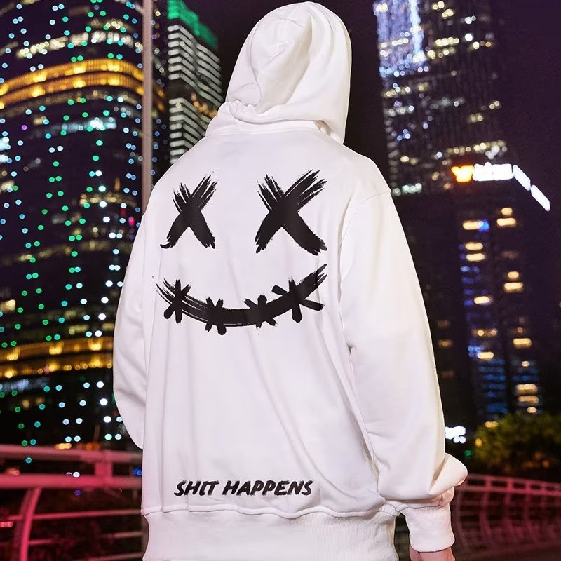 Áo Khoác sweater Có Mũ Trùm Đầu Ngoại Cỡ In Hình Mặt Ma Thời Trang Mùa Thu Mới Cho Nam