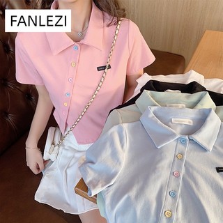 FANLEZI FANLEZI thun áo áo polo nữ Thời trang hàn quốc  High quality fashion Korean Style Chất lượng cao A99J04W 36Z230909