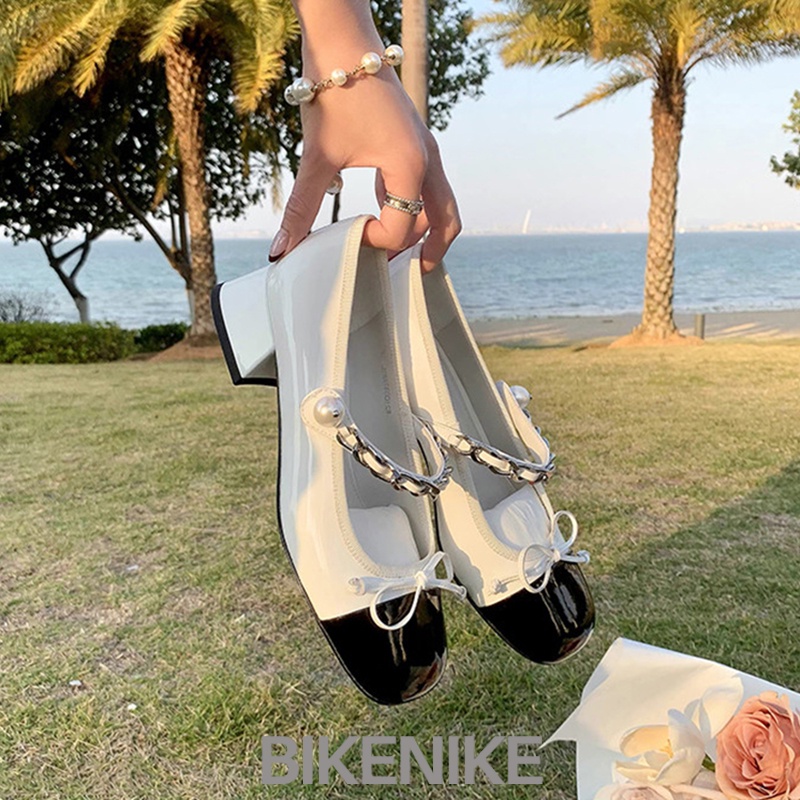 BIKENIKE Giày búp bê giày nữ 2023 NEW Mùa hè Vintage England phong cách thiết lập Mary Jane đơn giày23073137