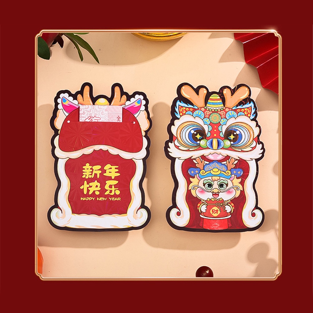 Guochao Bao Lì Xì Màu Đỏ Phong Bì Đỏ innovation dragon Dùng Trang Trí Lễ Hội Mùa Xuân Sáng Tạo