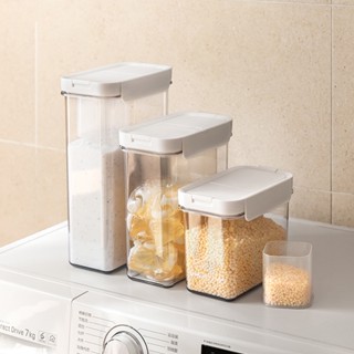 Hộp đựng bột giặt viên giặt đồ có nắp mở đôi kèm can đong