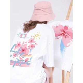 Áo thun nữ form rộng cotton cổ tròn in basic