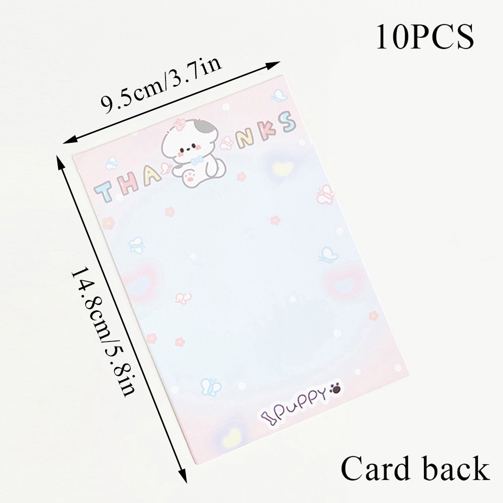Set 10 Tấm Giấy Cạc Tông Họa Tiết Chó Mèo Hoạt Hình Trang Trí