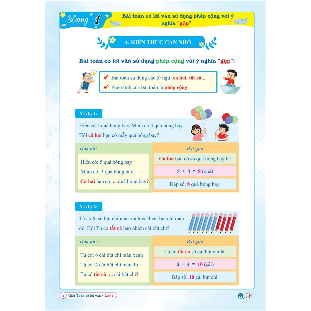 Sách Giải Toán Có Lời Văn Lớp 1 - Chương Trình Mới  - Bản Quyền