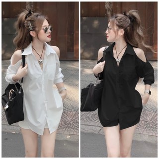 Áo sơ mi hở vai trẻ trung