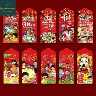 Set 6 lì xì tết đẹp 2024 tặng kèm túi nilong đựng nd