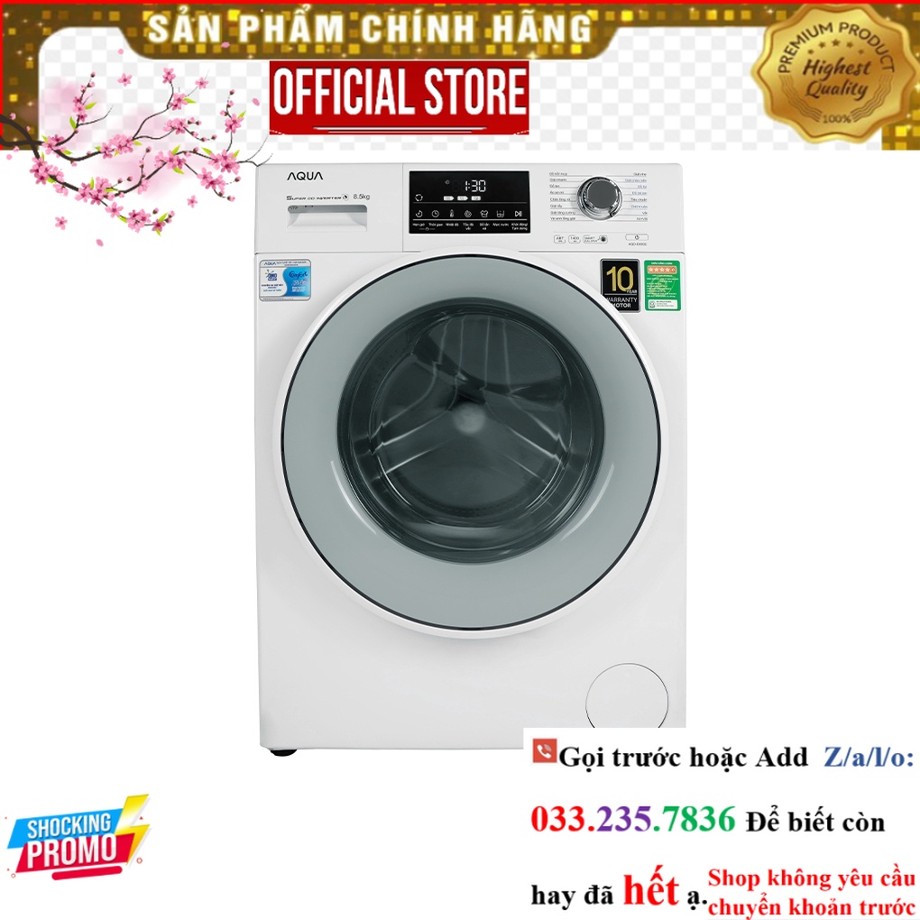 Máy giặt Aqua Inverter 8.5 kg AQD-D850E W P&G
