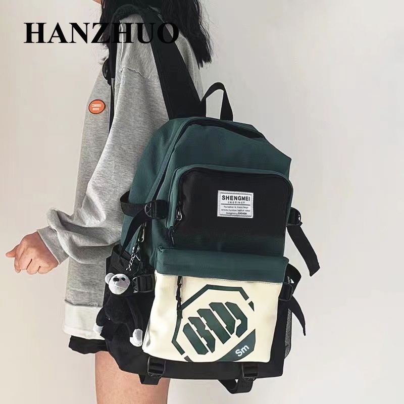 HANZHUO balo balo đi học 2023 NEW ULZZANG nam bóng rổ Thiết kế độc đáo hàn quốc thích hợp sử dụng hàng ngày NSJ23C02WJ 49Z231204
