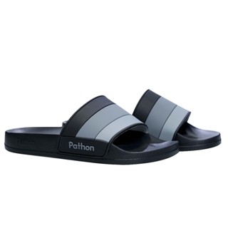  Dép nam nữ quai ngang slipper Pathon quai PVC xọc đen xám và đế IP đen SD120 shop Pathon.vietnam 
