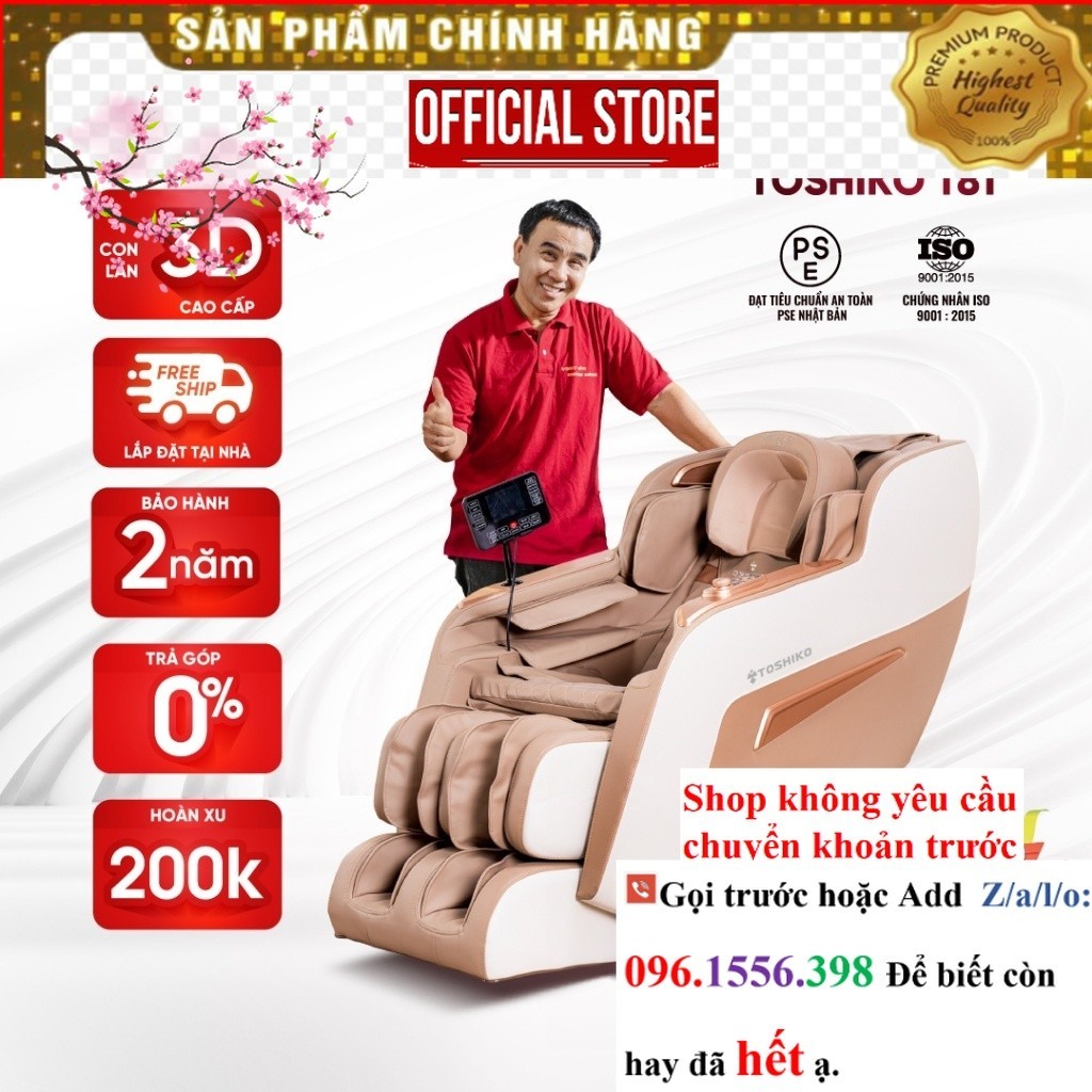 Ghế massage Toshiko T81 công nghệ con lăn 3D cao cấp |P&G