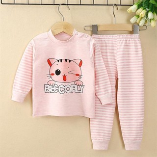  Vận Chuyển Nhanh 73-130CM Thu Đông Trẻ Em Nhiều Màu Sắc Bộ Đồ Lót Cotton Nhỏ Vừa Size Nam Nữ Quần Áo Mùa Thu Quần Dài Quần Áo Gia Đình 