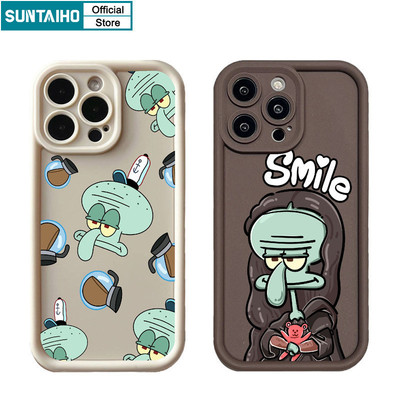 Suntaiho Vỏ Dễ Thương Tóc Giả Họa Tiết Bạch Tuộc Ốp lưng Iphone 16 15 14 12 13 11 Pro Max IP 7 8 Plus Iphon X Xs XR Xs Max Silicone Mềm Cao Cấp Chống Sốc Ốp Lưng
