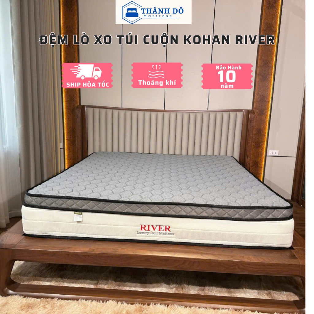 Đệm lò xo túi cuộn cao cấp kohan d'louis river roll 27cm bảo hành chính hãng 10 năm