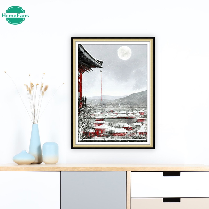 Bộ Tranh Đính Đá 5d Tự Làm Hình Phong Cảnh Bốn Mùa Trang Trí Nhà Cửa