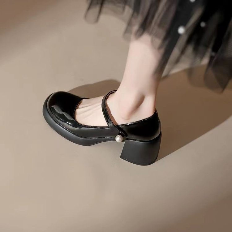 Mới Giày Lười Da pu Mũi Tròn Màu Trơn Phối Khóa Cài Đơn Giản Hợp Thời Trang Cho Bạn Gái