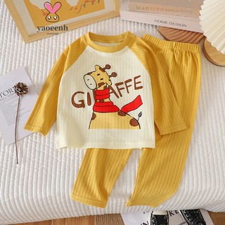 【YAOEENH】Bộ Đồ Ngủ Tay Dài Bằng Vải cotton In Hoạt Hình Dành Cho Bé Trai Gái 73-130cm