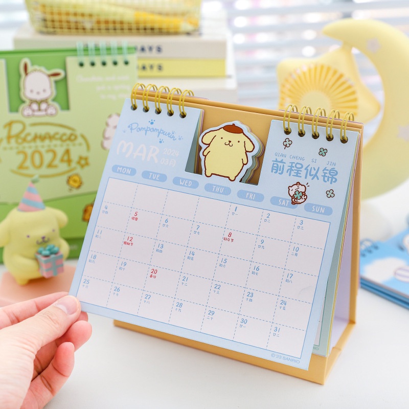 Lịch Để Bàn 2024 sanrio Họa Tiết Hoạt Hình Dễ Thương Dùng Trang Trí Văn Phòng