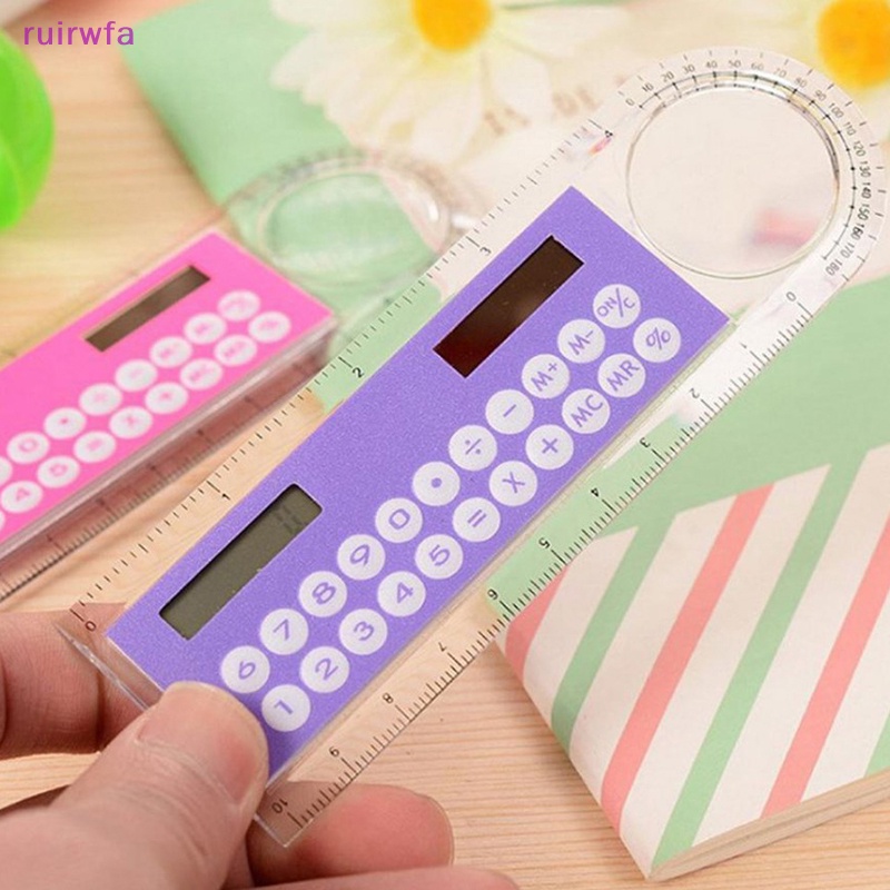 Ruirwfa Bán Chạy Thước Đo Thẳng mini Siêu Mỏng Với Máy Tính Năng Lượng Mặt Trời 10cm Cho Văn Phòng Trường Học Mới