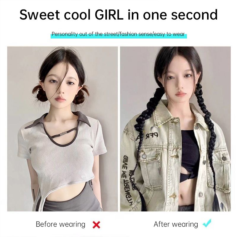 Bím Tóc Giả 70CM Màu Đen Tự Nhiên Phong Cách Phương Tây Cho Nữ DIY