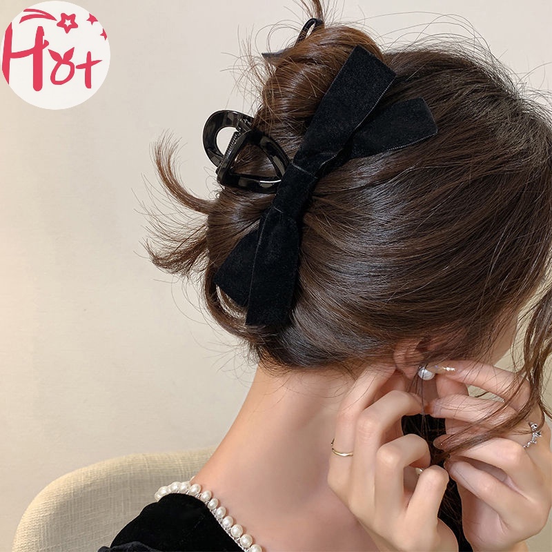 Jr Kẹp Tóc Hình Cá Mập Màu Đen Phong Cách retro Hàn Quốc