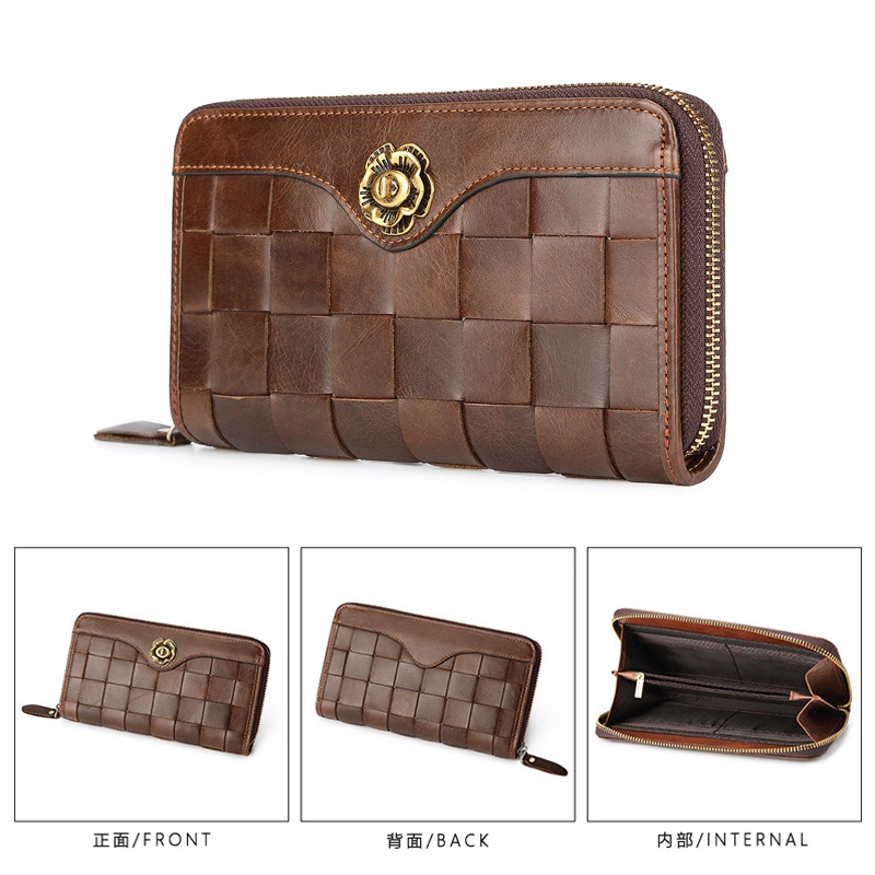 Ví Da Cầm Tay Dáng Dài Có Khóa Kéo Thời Trang Cho Nữ