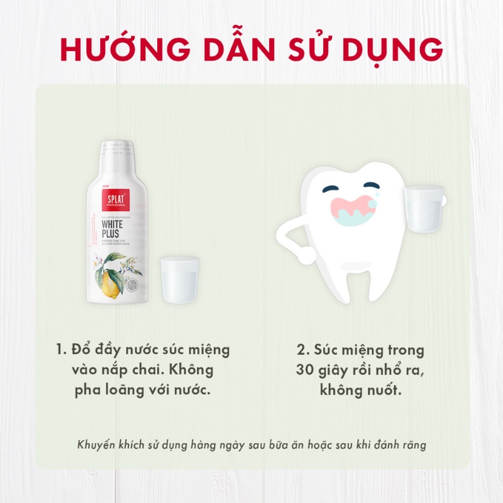 Nước Súc Miệng Làm Trắng Răng SPLAT White Plus Professional Hơi Thở Thơm Mát Bảo Vệ Toàn Diện 275ml Daily Beauty