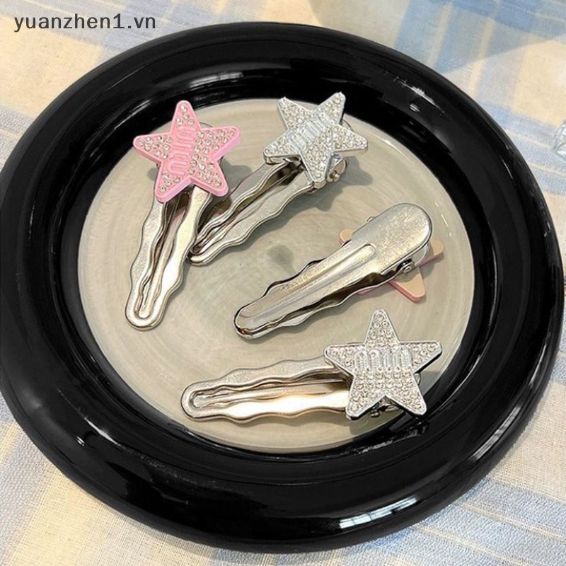 Set 2 Kẹp Tóc Hình Ngôi Sao Năm Cánh Màu Bạc Thời Trang Cho Nữ