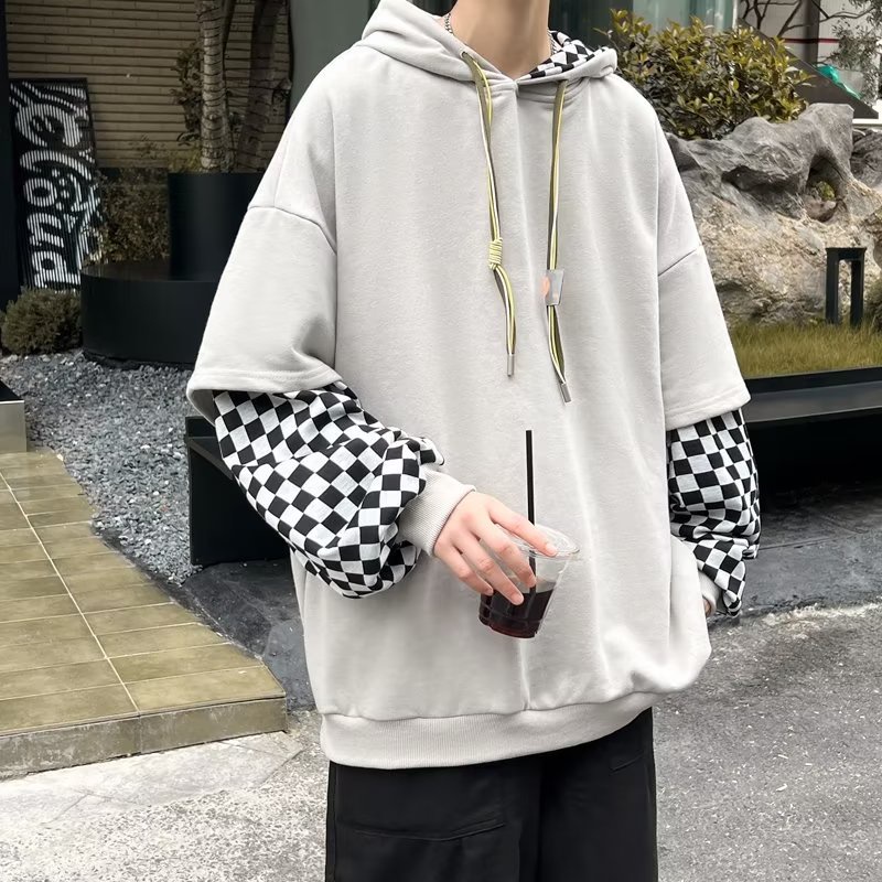 Áo Hoodie Giả Hai Lớp Dáng Rộng Phong Cách Mới Mùa Thu 2023 Cho Nam