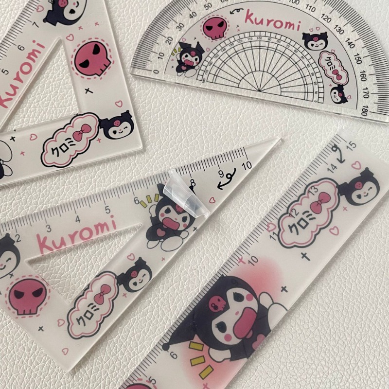 SANRIO Bộ 4 Thước Đo Góc Thẳng Hình Tam Giác Dễ Thương kuromi pochacco