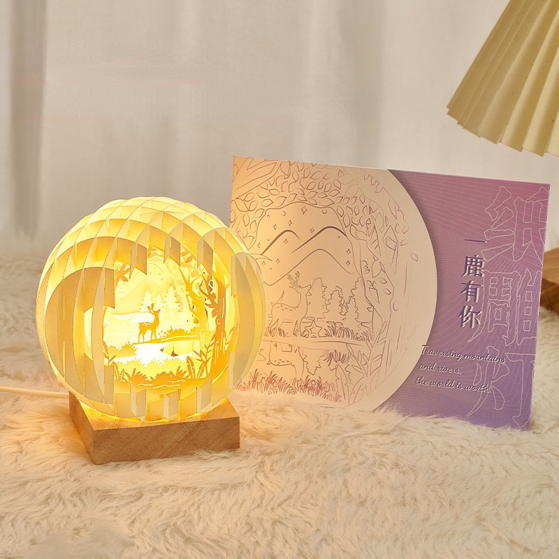 Đèn Ngủ Bằng Giấy Chạm Khắc Sáng Tạo Lãng Mạn Trang Trí Phòng Ngủ