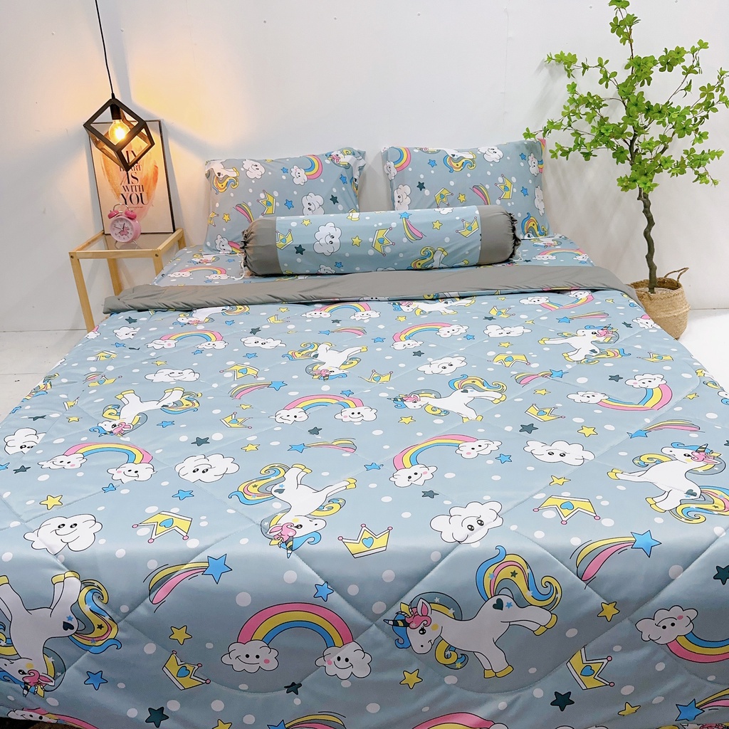 Bộ ga gối thun lạnh mẫu Ngựa Pony  đủ kích cỡ may theo yêu cầu -  mền ga gối thun Hàn Quốc/ chăn ga gối Minh Anh