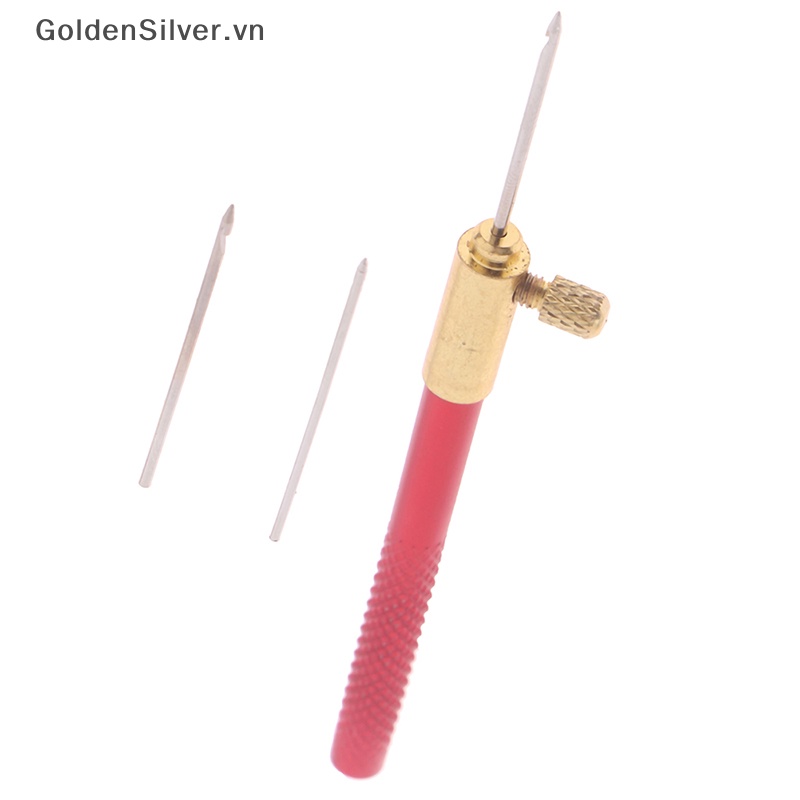 Dụng Cụ Móc Len Màu Vàng Bạc Kèm 3 Kim Móc Thêu Kiểu Pháp vn
