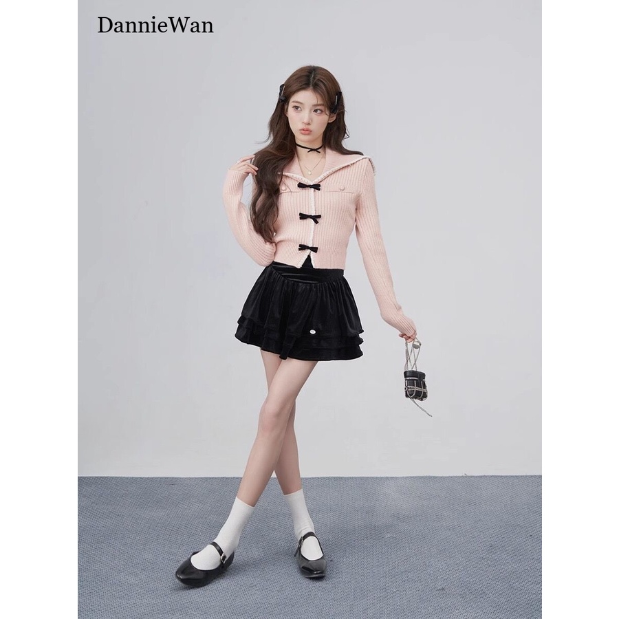 DannieWan Áo Len áo khoác cardigan Dễ thương Thể thao Fashion Cổ điển WMY239066A38Z230918