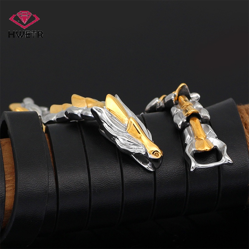 Hwetr Vòng Tay Hợp Kim Mặt Hình Rồng Phong Cách hip hop Cho Nam Mới