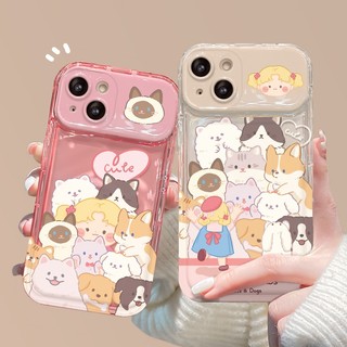 Ốp Điện Thoại Trong Suốt Có Gương Trang Điểm Hình Động Vật Cho iphone 7 7plus 8 8plus xs xr 11 12 13 14 pro plus promax