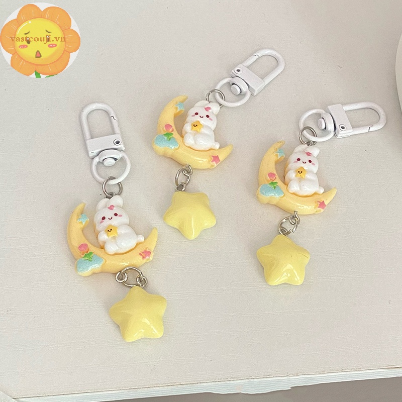 Vastji Móc Khóa Hình Thỏ Mặt Trăng Màu Vàng Kim Thời Trang Ngọt Ngào Cho Nữ vn