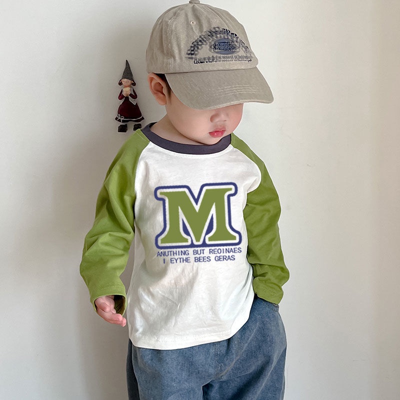 Áo Thun Tay Dài Cổ Tròn 100% cotton Thời Trang Hàn Quốc Dành Cho Bé Trai Gái