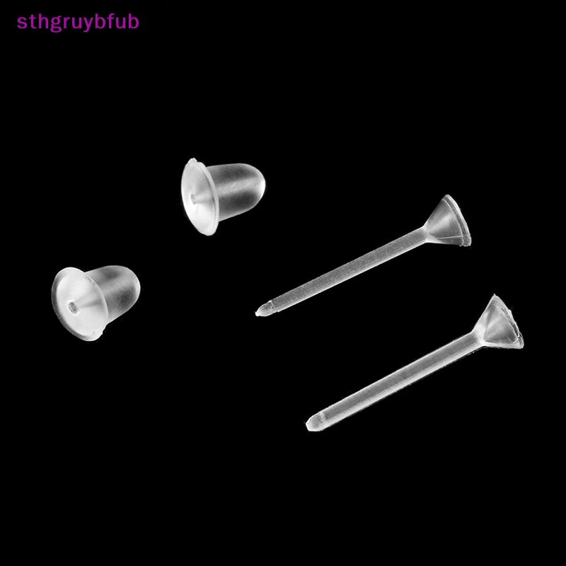 Sthb Set 100 Cái Bông Tai Hình Ghim Và Sau Bằng Nhựa Trong Suốt vn
