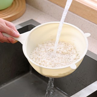 Rổ vo gạo/ rửa rau củ quả có tay cầm tiện dụng cho nhà bếp 34.5x18cm