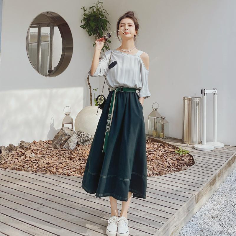 Niche Đầm Hở Vai Phối Màu Tương Phản Thời Trang Mùa Hè 2023 Phong Cách retro Cao Cấp Cho Nữ