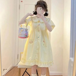 Đầm Tay Phồng Cổ Búp Bê Thêu Họa Tiết Hoạt Hình Dễ Thương Thời Trang Mùa Hè Cho Nữ
