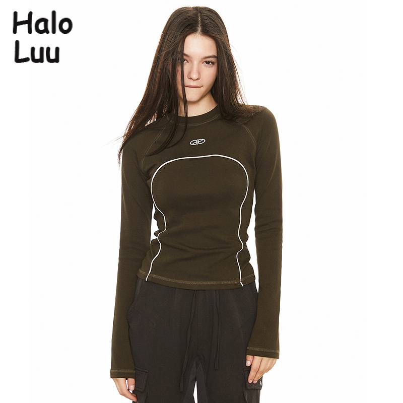 Halo  Luu áo phông áo thun nữ croptop baby tee Cute hàn quốc Thời trang Dễ thương WTX2392ZDL38Z230923