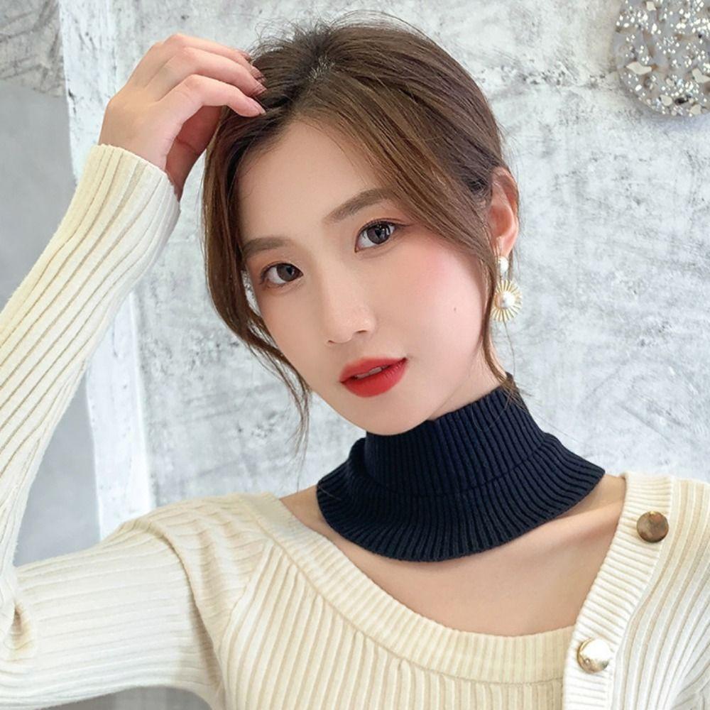 Tiantin Áo sweater Giả Cổ Áo Vải cashmere Dày Màu Trơn Co Giãn Thời Trang Mùa Đông Dành Cho Nữ