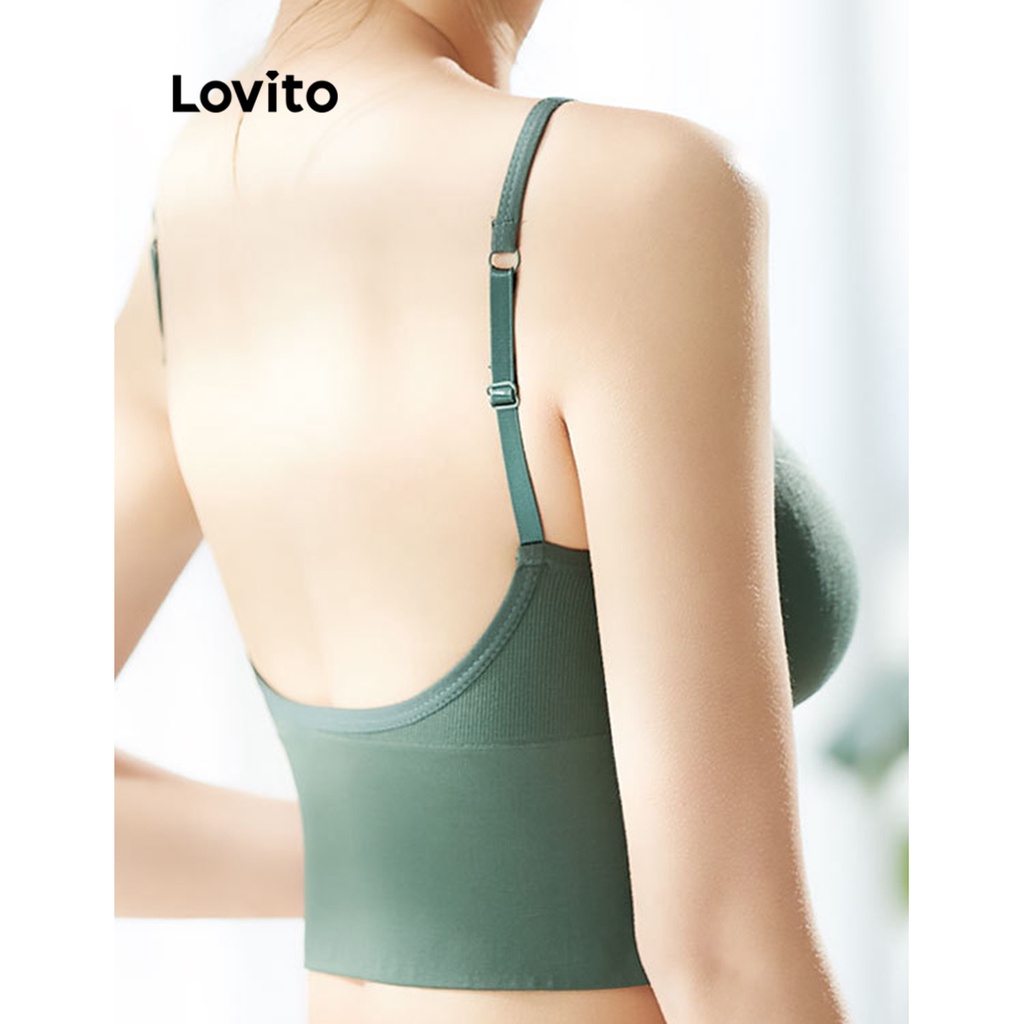 Lovito Áo ngực thể thao cơ bản trơn đơn giản cho nữ LNA27251