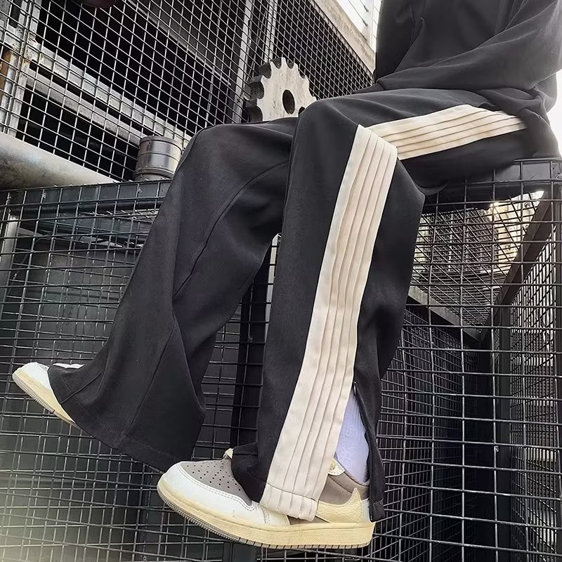 Quần Dài Thể Thao Kẻ Sọc Phong Cách Đường Phố Mỹ Thời Trang Thu Đông Cho Nam