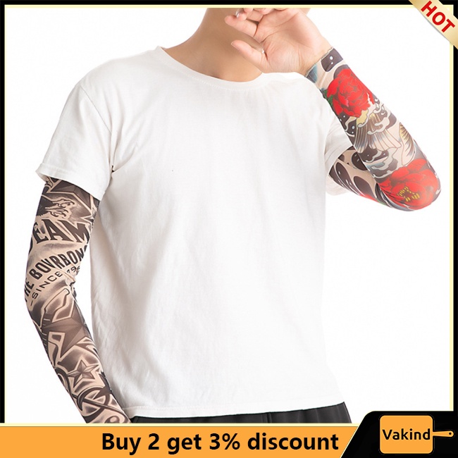 2 Ống Tay Áo Chống Nắng Tia uv Họa Tiết Hình Xăm Dành Cho Nam Nữ