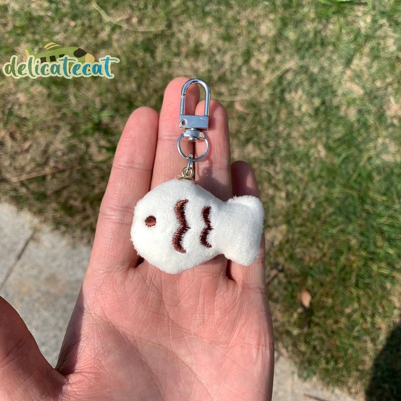 Móc Khóa Hình Mèo Và Cá Nhồi Bông Dễ Thương Sáng Tạo